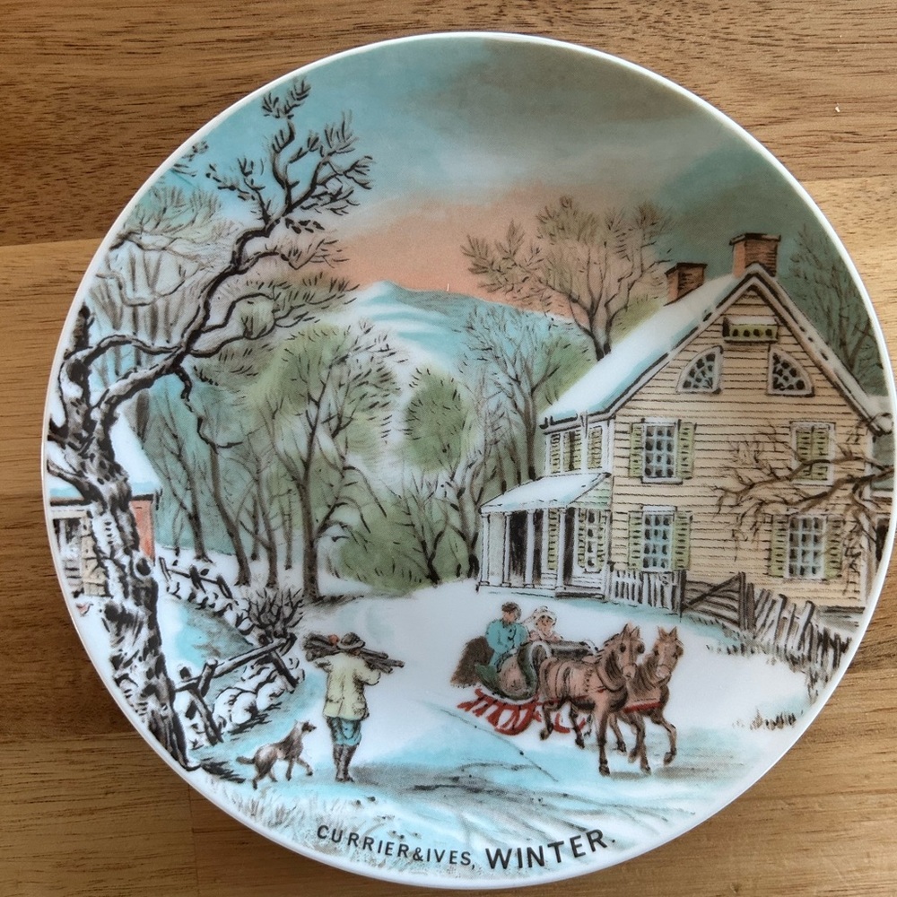 Currier & Ives vintage seasons decorative plates